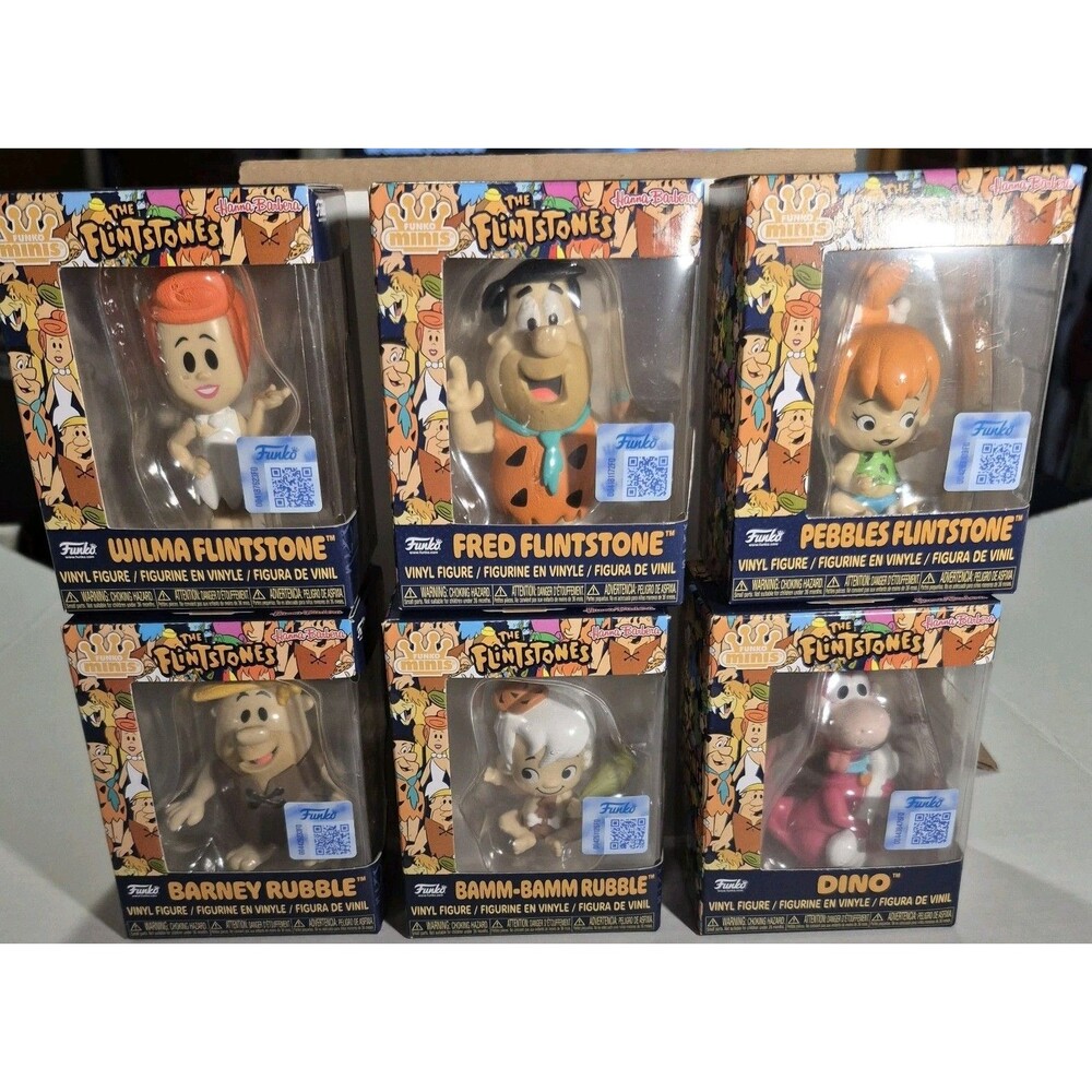 Funko Minis The Flintstones COMPLETE SET of 6 Fred Wilma Barney Dino Pebbles...